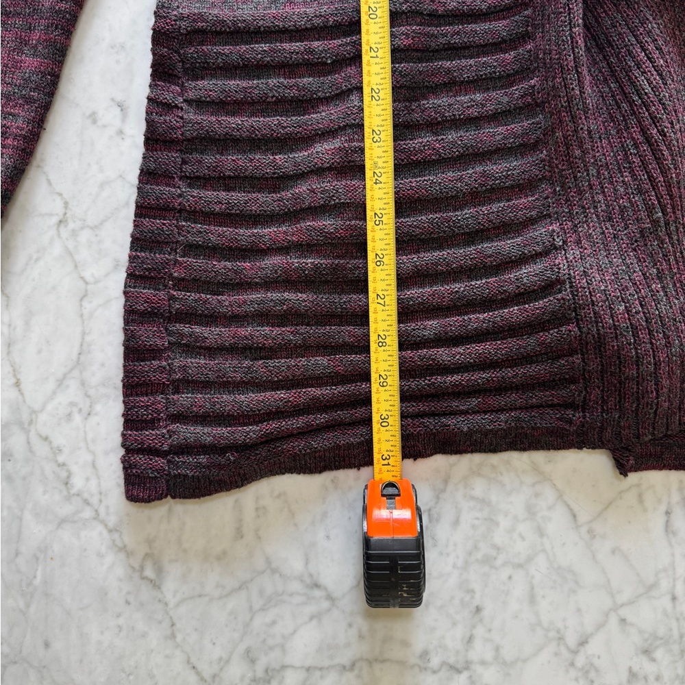 Purple Cardigan Sweater with Ribbed Texture - Picture 4 of 7